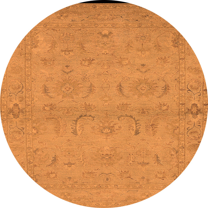Round Machine Washable Oriental Orange Traditional Area Rugs, wshurb996org