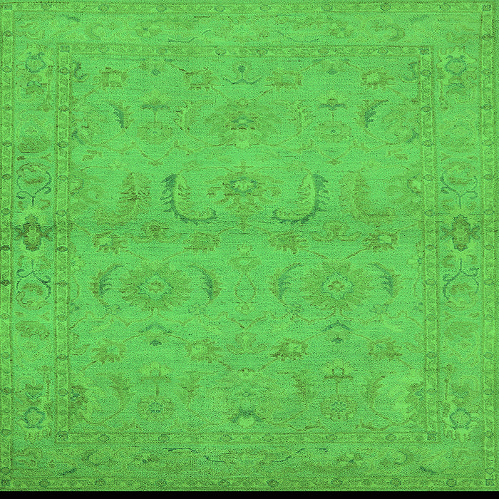 Square Machine Washable Oriental Green Traditional Area Rugs, wshurb996grn