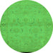 Round Oriental Green Traditional Rug, urb996grn