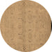 Round Oriental Brown Traditional Rug, urb996brn