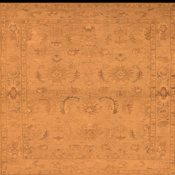 Square Machine Washable Oriental Orange Traditional Area Rugs, wshurb996org