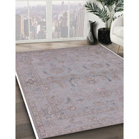 Mid-Century Modern Silver Pink Oriental Rug, urb996