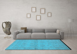 Machine Washable Oriental Light Blue Traditional Rug in a Living Room, wshurb996lblu