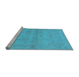 Sideview of Machine Washable Oriental Light Blue Traditional Rug, wshurb996lblu