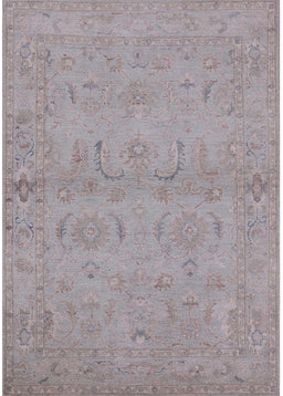 Mid-Century Modern Silver Pink Oriental Rug, urb996