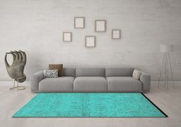 Machine Washable Oriental Turquoise Traditional Area Rugs in a Living Room,, wshurb996turq