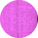 Round Oriental Pink Traditional Rug, urb996pnk