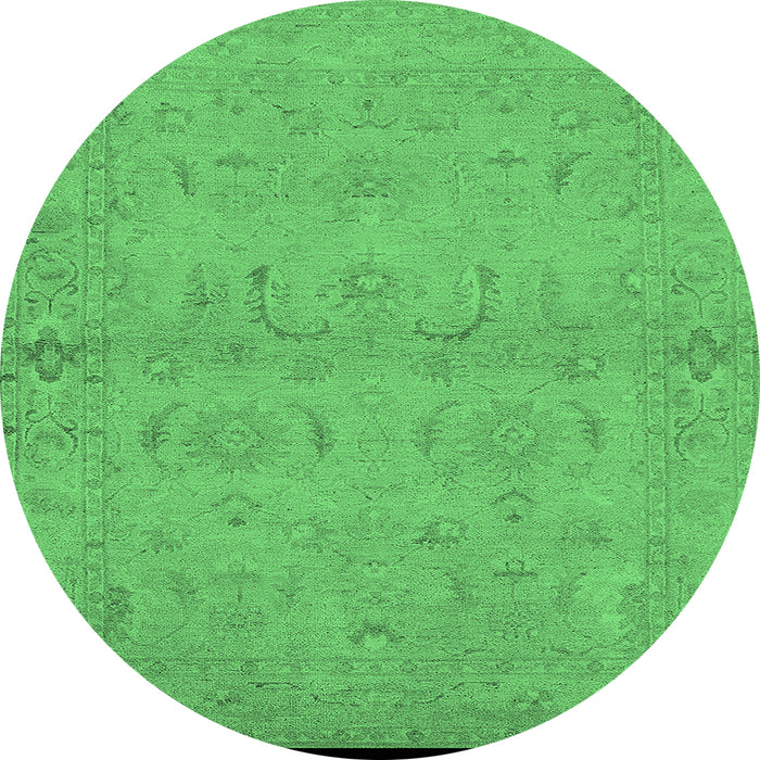 Round Oriental Emerald Green Traditional Rug, urb996emgrn