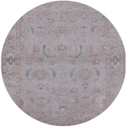 Round Machine Washable Industrial Modern Silver Pink Rug, wshurb996