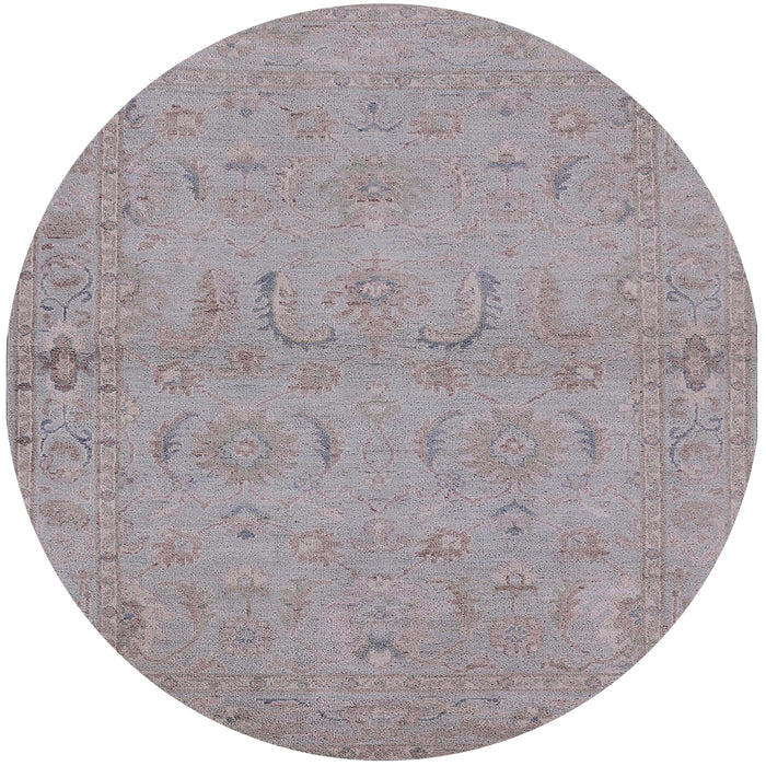 Round Machine Washable Industrial Modern Silver Pink Rug, wshurb996