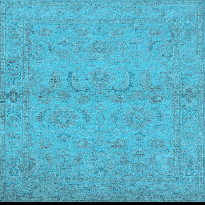 Square Machine Washable Oriental Light Blue Traditional Rug, wshurb996lblu