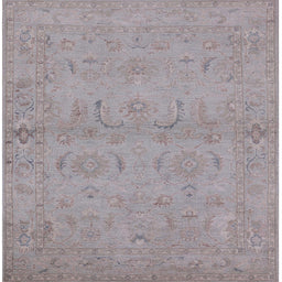 Square Mid-Century Modern Silver Pink Oriental Rug, urb996