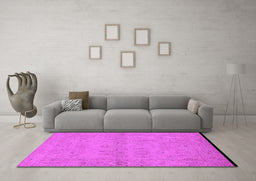 Machine Washable Oriental Pink Traditional Rug in a Living Room, wshurb996pnk