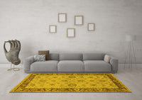 Machine Washable Oriental Yellow Traditional Rug, wshurb997yw