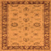 Square Machine Washable Oriental Orange Traditional Area Rugs, wshurb997org