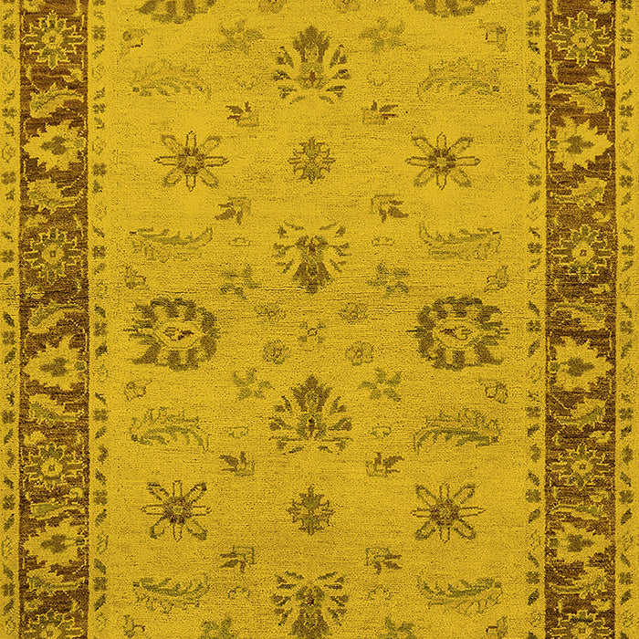 Machine Washable Oriental Yellow Traditional Rug, wshurb997yw