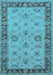 Machine Washable Oriental Light Blue Traditional Rug, wshurb997lblu