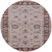 Round Mid-Century Modern Puce Purple Oriental Rug, urb997