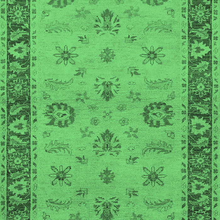 Machine Washable Oriental Emerald Green Traditional Area Rugs, wshurb997emgrn