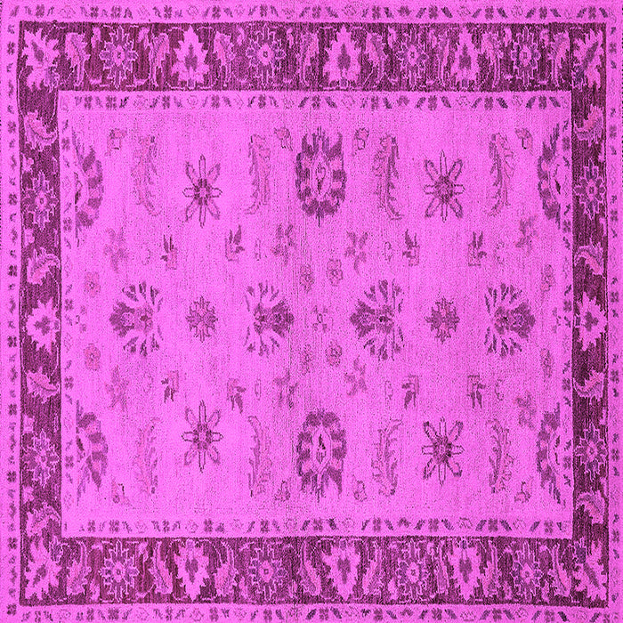Square Machine Washable Oriental Pink Traditional Rug, wshurb997pnk
