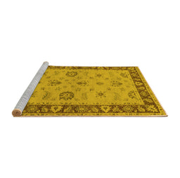 Sideview of Machine Washable Oriental Yellow Traditional Rug, wshurb997yw