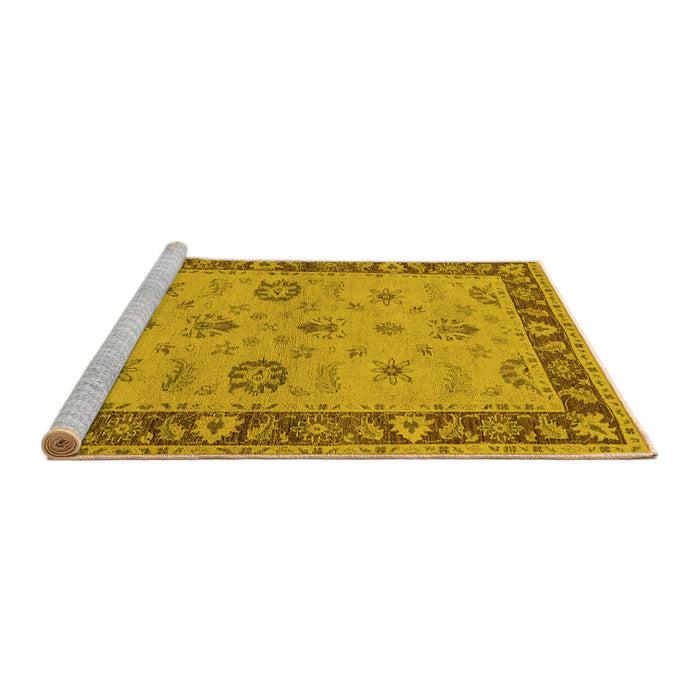 Sideview of Machine Washable Oriental Yellow Traditional Rug, wshurb997yw