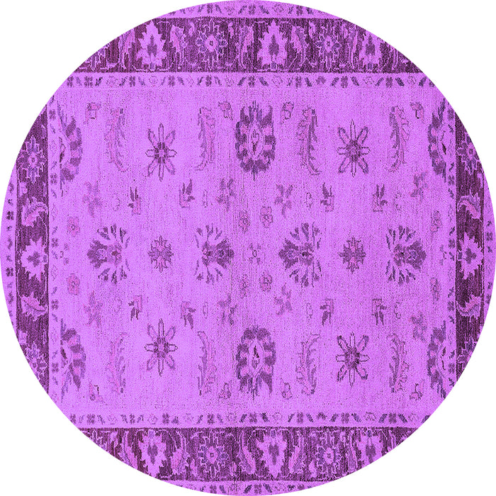 Round Machine Washable Oriental Purple Traditional Area Rugs, wshurb997pur
