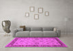 Machine Washable Oriental Pink Traditional Rug in a Living Room, wshurb997pnk