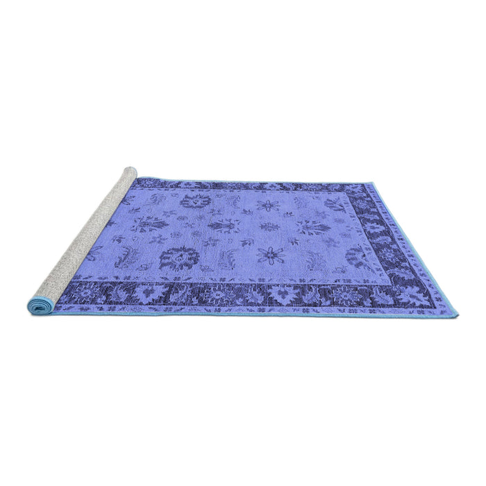 Sideview of Machine Washable Oriental Blue Traditional Rug, wshurb997blu
