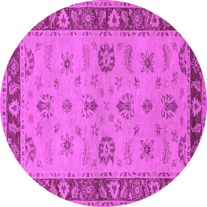Round Machine Washable Oriental Pink Traditional Rug, wshurb997pnk