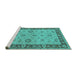 Sideview of Machine Washable Oriental Turquoise Traditional Area Rugs, wshurb997turq