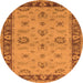 Round Oriental Orange Traditional Rug, urb997org