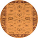 Round Machine Washable Oriental Orange Traditional Area Rugs, wshurb997org