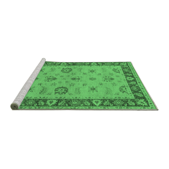 Sideview of Machine Washable Oriental Emerald Green Traditional Area Rugs, wshurb997emgrn