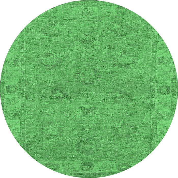 Round Oriental Emerald Green Traditional Rug, urb998emgrn