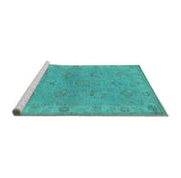 Sideview of Machine Washable Oriental Turquoise Traditional Area Rugs, wshurb998turq