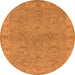 Round Oriental Orange Traditional Rug, urb998org