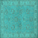 Square Oriental Turquoise Traditional Rug, urb998turq