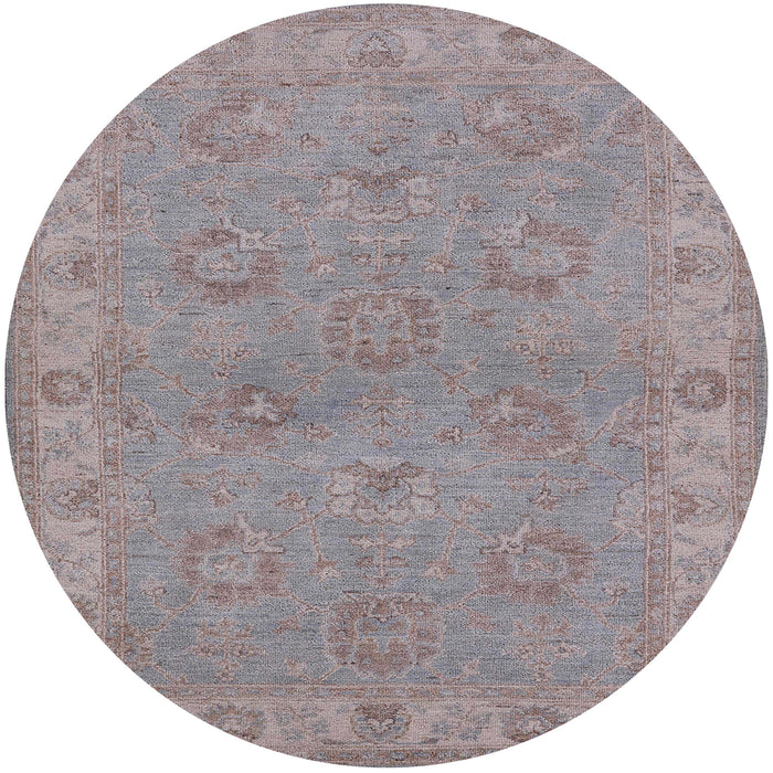 Round Mid-Century Modern Rose Purple Oriental Rug, urb998