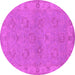 Round Machine Washable Oriental Pink Traditional Rug, wshurb998pnk