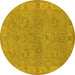 Round Oriental Yellow Traditional Rug, urb998yw