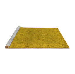 Sideview of Machine Washable Oriental Yellow Traditional Rug, wshurb998yw