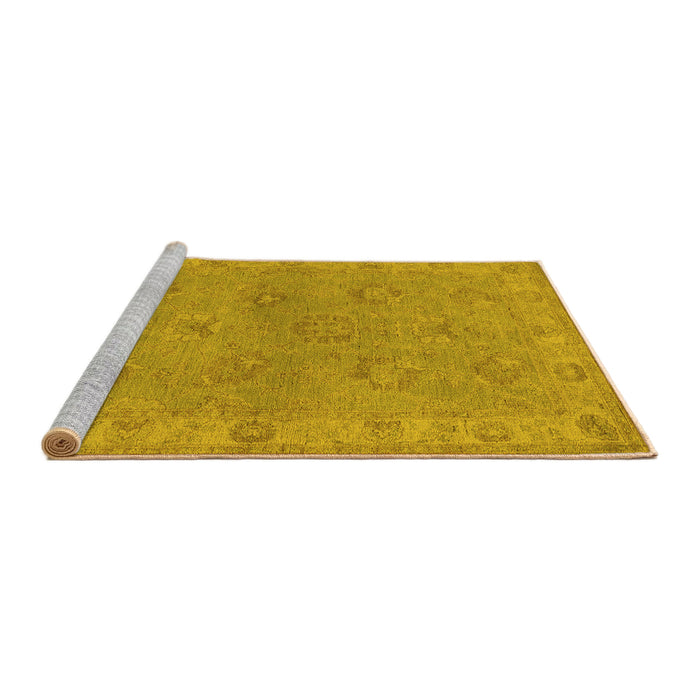 Sideview of Machine Washable Oriental Yellow Traditional Rug, wshurb998yw