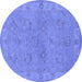 Round Oriental Blue Traditional Rug, urb998blu