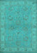 Machine Washable Oriental Turquoise Traditional Area Rugs, wshurb998turq
