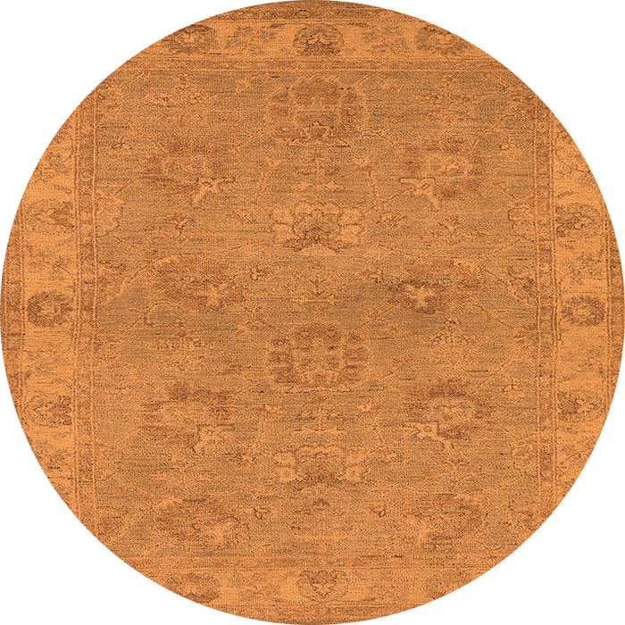 Round Machine Washable Oriental Orange Traditional Area Rugs, wshurb998org