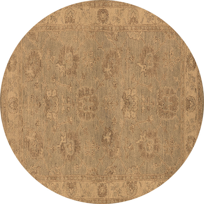 Round Machine Washable Oriental Brown Traditional Rug, wshurb998brn