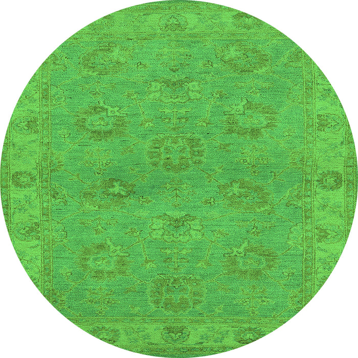 Round Oriental Green Traditional Rug, urb998grn