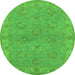 Round Oriental Green Traditional Rug, urb998grn