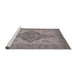 Sideview of Machine Washable Industrial Modern Mauve Taupe Purple Rug, wshurb999